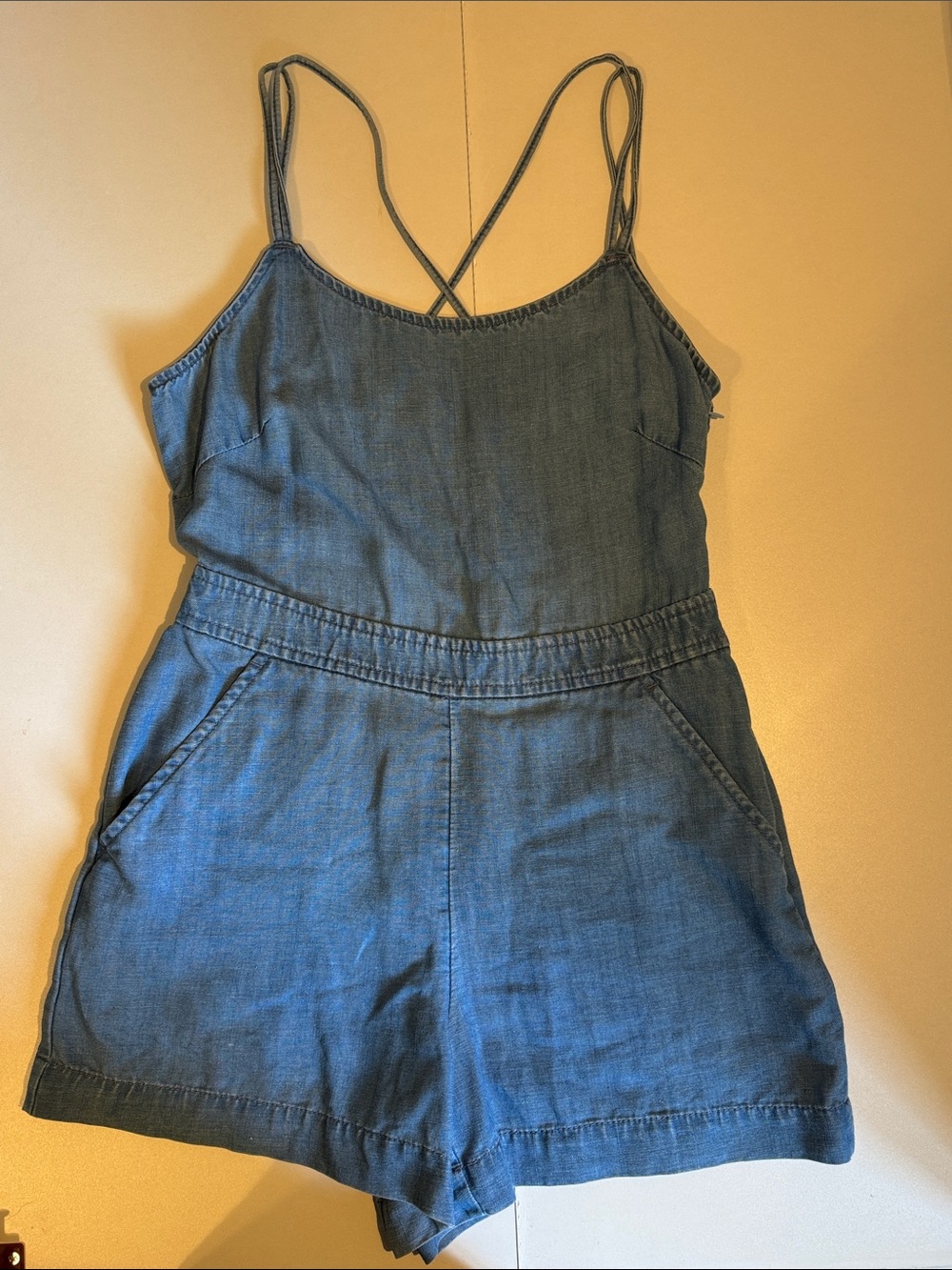 LOFT Linen-Blend Denim Romper